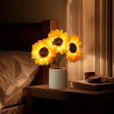 Sprankelende Zonnebloem LED Tafellamp – Gezellige Sfeerverlichting & Woondecoratie