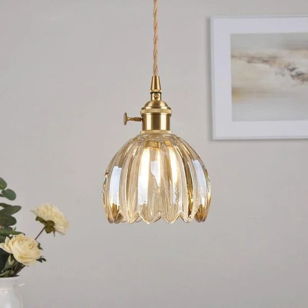 Elegante Bloesem Hanglamp – Bloemenvormige Glazen Plafondlamp voor Gezellige Interieurs