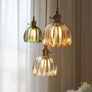 Elegante Bloesem Hanglamp – Bloemenvormige Glazen Plafondlamp voor Gezellige Interieurs
