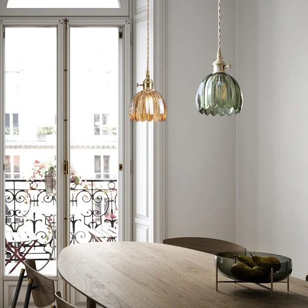 Elegante Bloesem Hanglamp – Bloemenvormige Glazen Plafondlamp voor Gezellige Interieurs