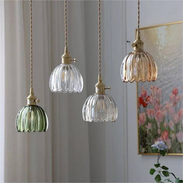 Elegante Bloesem Hanglamp – Bloemenvormige Glazen Plafondlamp voor Gezellige Interieurs