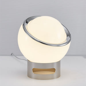Elegante Bauhaus Tafellamp – Opalglazen Kap met RVS Voet