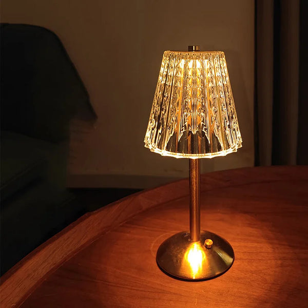 Draadloze Oplaadbare LED Tafellamp – Kristal Afwerking voor Gezellige Sfeer