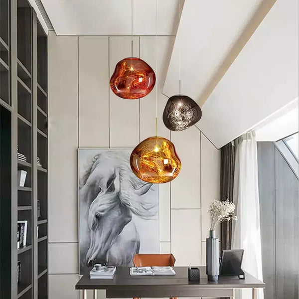 Artistieke Hanglamp met Gesmolten Glas – Moderne Elegante Verlichting