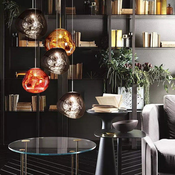 Artistieke Hanglamp met Gesmolten Glas – Moderne Elegante Verlichting