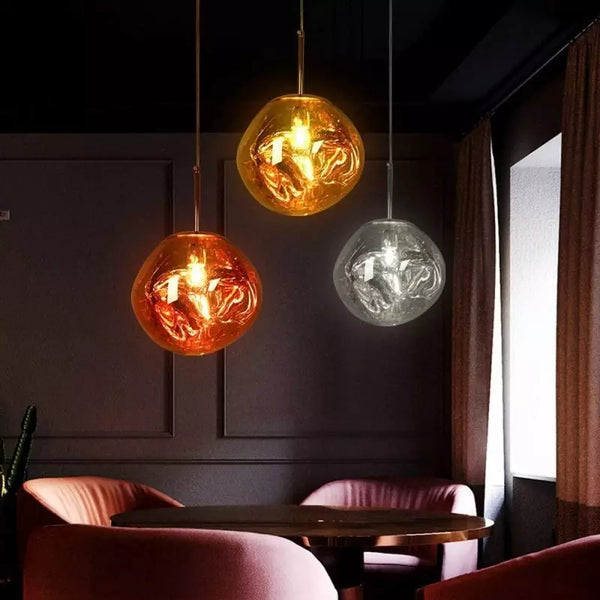 Artistieke Hanglamp met Gesmolten Glas – Moderne Elegante Verlichting