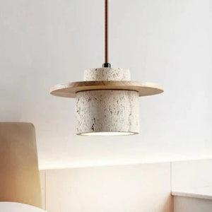 Elegante Travertijn Hanglamp – Natuursteen Pendel voor Moderne Interieurs