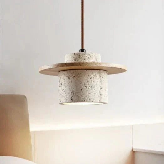 Elegante Travertijn Hanglamp – Natuursteen Pendel voor Moderne Interieurs