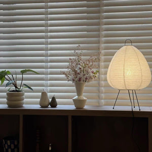 Vloerlamp van Rijstpapier met Stalen Frame – Japans Minimalistisch Ontwerp