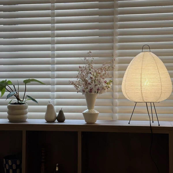 Vloerlamp van Rijstpapier met Stalen Frame – Japans Minimalistisch Ontwerp