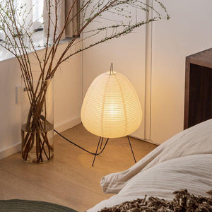 Vloerlamp van Rijstpapier met Stalen Frame – Japans Minimalistisch Ontwerp
