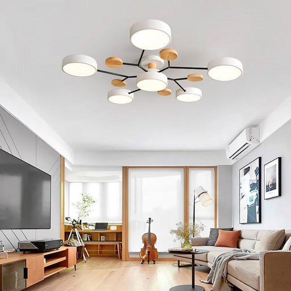 Moderne LED Plafondlamp met Vertakt Ontwerp en Ronde Lichtpanelen
