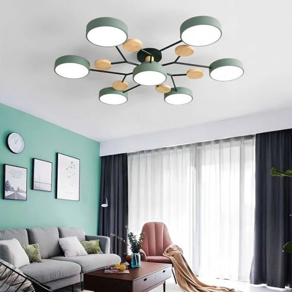 Moderne LED Plafondlamp met Vertakt Ontwerp en Ronde Lichtpanelen