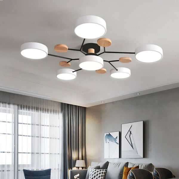 Moderne LED Plafondlamp met Vertakt Ontwerp en Ronde Lichtpanelen