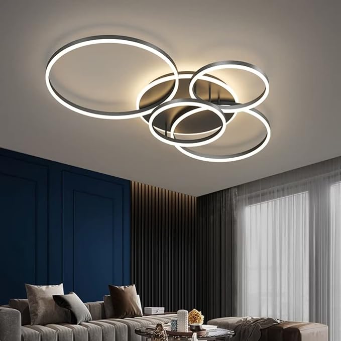 Strakke Zwarte Plafondlamp – Moderne LED Ringlamp voor Woonkamer & Eetkamer
