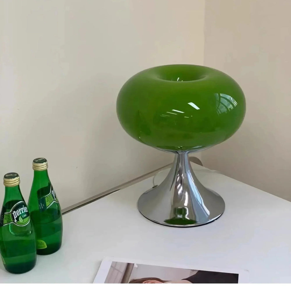 Antieke Appel Tafellamp  Glazen Bureau Lamp met E27 Halogeen & Draaiknop