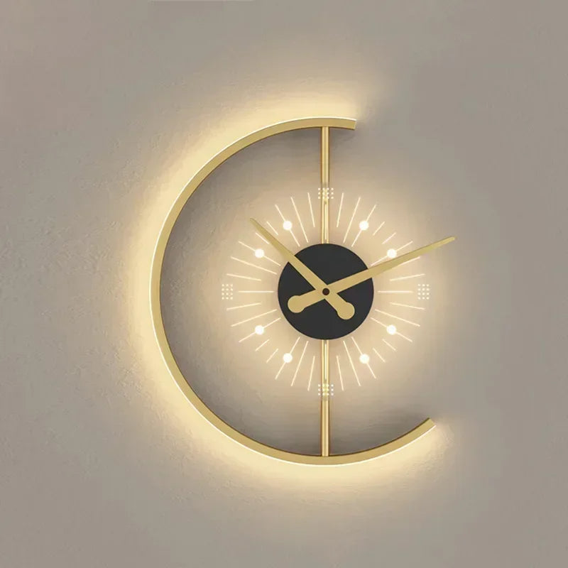 Moderne LED-Wandklok Lamp voor Stijlvolle Woondecoratie