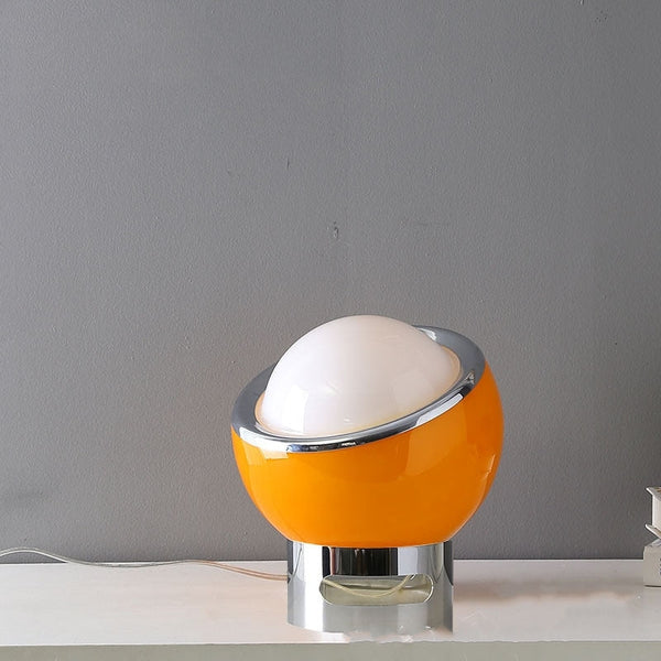 Elegante Bauhaus Tafellamp – Opalglazen Kap met RVS Voet
