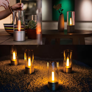 Oplaadbare Dimbare Glazen Buis Tafellamp – Elegante Snoerloze Verlichting voor Moderne Interieurs