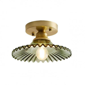 Retro Geribbelde Plafondlamp met Helder Glazen Koepel – Vintage Stijl Verlichting