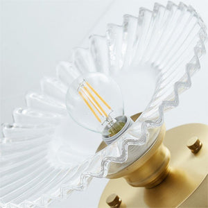 Retro Geribbelde Plafondlamp met Helder Glazen Koepel – Vintage Stijl Verlichting
