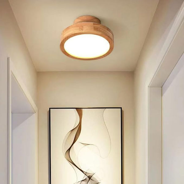 Moderne Houten LED Plafondlamp – Natuurlijk Warm Licht voor Woon- en Eetkamer