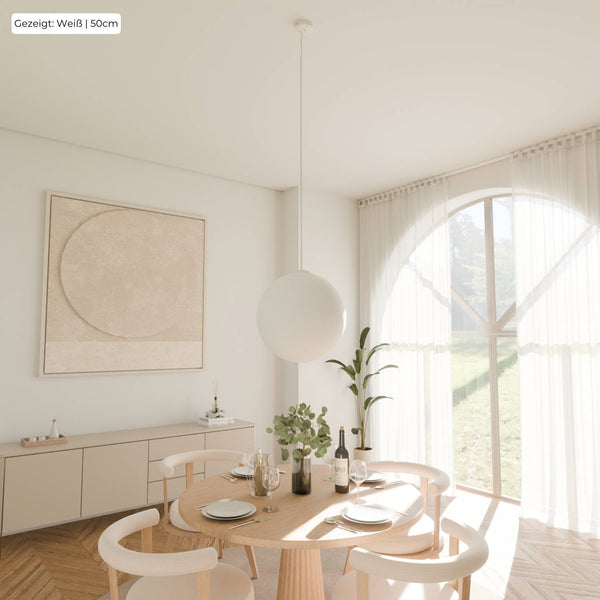 Zenya Hanglamp  Minimalistische Opal Glas Plafondlamp voor Woon- & Eetkamer