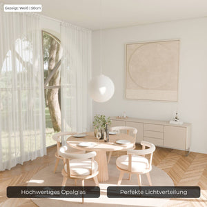 Zenya Hanglamp  Minimalistische Opal Glas Plafondlamp voor Woon- & Eetkamer