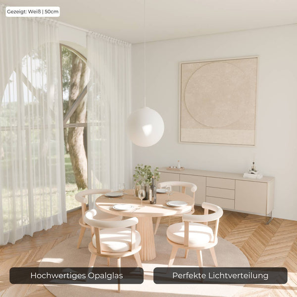 Zenya Hanglamp  Minimalistische Opal Glas Plafondlamp voor Woon- & Eetkamer