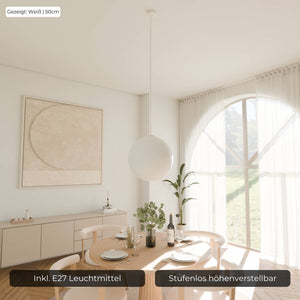 Zenya Hanglamp  Minimalistische Opal Glas Plafondlamp voor Woon- & Eetkamer