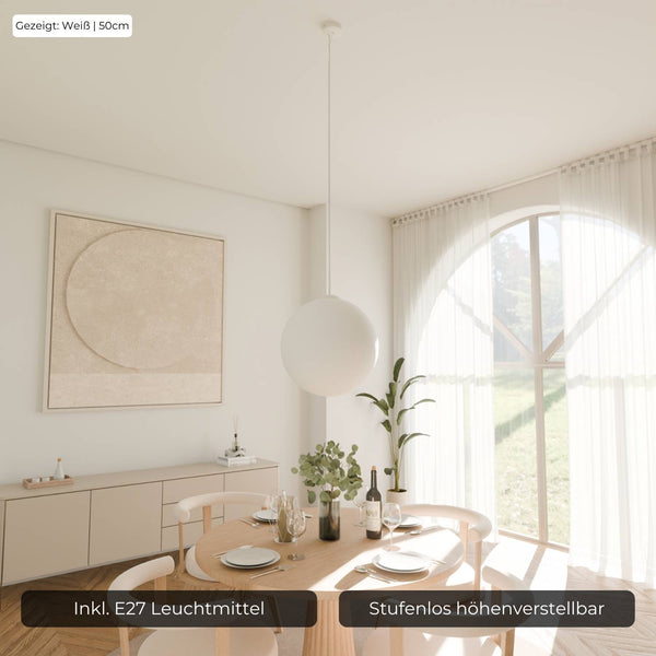 Zenya Hanglamp  Minimalistische Opal Glas Plafondlamp voor Woon- & Eetkamer