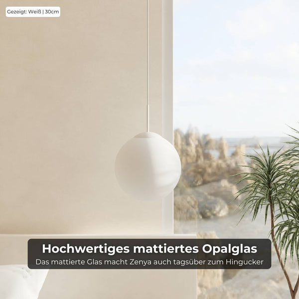 Zenya Hanglamp  Minimalistische Opal Glas Plafondlamp voor Woon- & Eetkamer