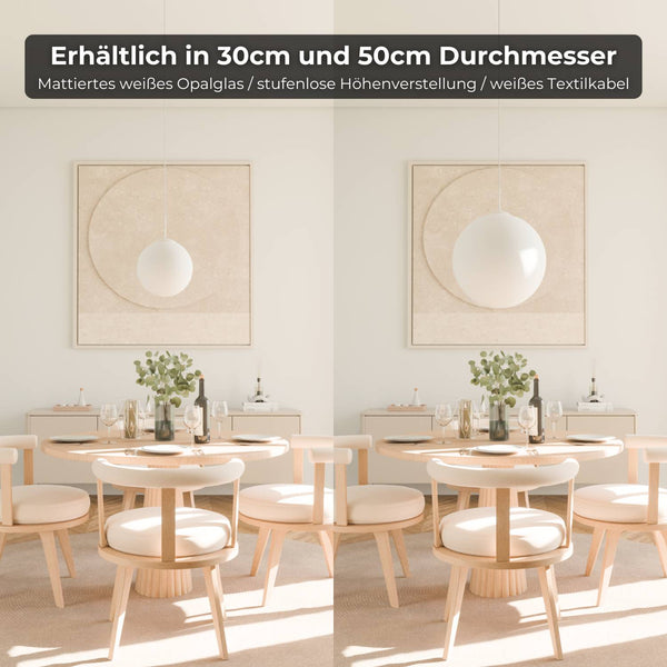 Zenya Hanglamp  Minimalistische Opal Glas Plafondlamp voor Woon- & Eetkamer